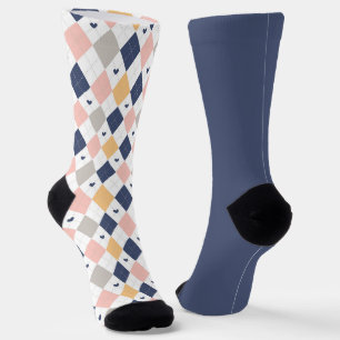 Shabby Chic Pastell-Pfirsich-Argyle-unpassende Soc Socken