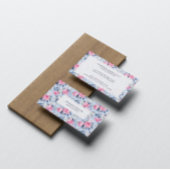 Shabby Chic Pastellrosa Rosenmuster auf blau Visitenkarte