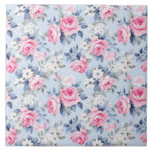 Shabby Chic Pastellrosa Rosenmuster Fliese (Vorderseite)