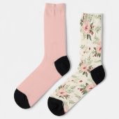 Shabby Chic Pastor Peach Floral Odd Mismatch Socken (Linkes Detail)