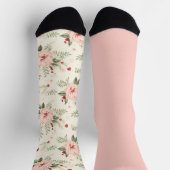 Shabby Chic Pastor Peach Floral Odd Mismatch Socken (Oben)