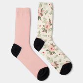 Shabby Chic Pastor Peach Floral Odd Mismatch Socken (Rechts)