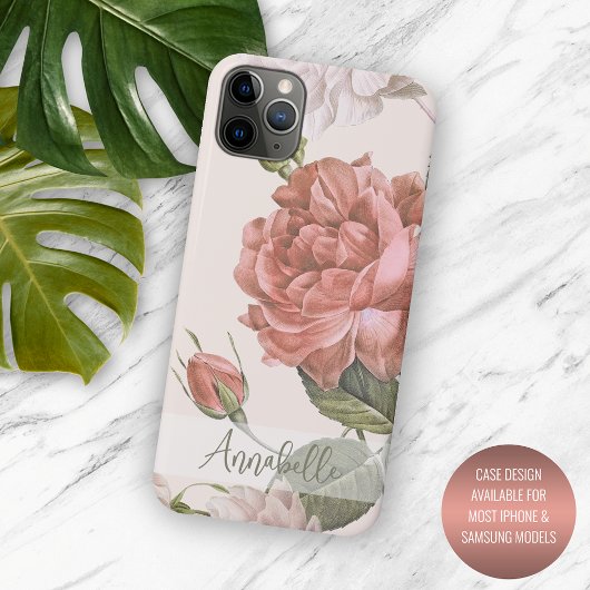 Shabby Chic Peach Blush Pink Roses Blumenmuster Case-Mate iPhone Hülle