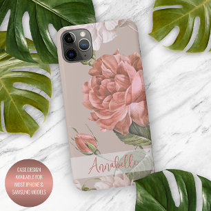 Shabby Chic Peach Blush Pink Roses Blumenmuster iPhone 11Pro Max Hülle