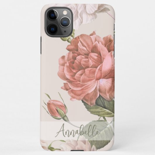 Shabby Chic Peach Blush Pink Roses Blumenmuster iPhone Hülle (Rückseite)