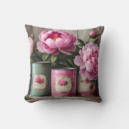 Shabby Chic Peony Throw Kissen