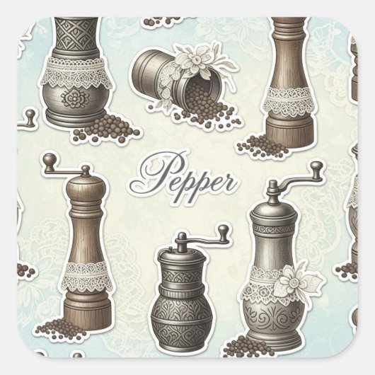 Shabby Chic. Pepper, von Natasha Us Quadratischer Aufkleber (Vorderseite)