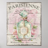 Shabby Chic Perfume Flasche Französisches Script P Poster (Vorne)