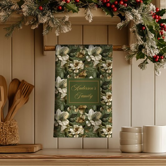 Shabby Chic Personalisiertes Salbeigrünes Handtuch