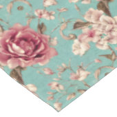 Shabby Chic Pink and White Florals on Teal Tischdecke (Schrägansicht)