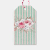 Shabby Chic Pink Bouquet Streifen Geschenkanhänger (Vorderseite)