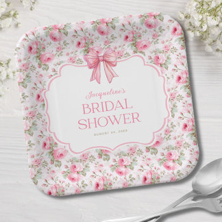 Shabby Chic Pink Bow Brautparty Pappteller