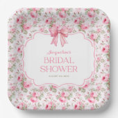 Shabby Chic Pink Bow Brautparty Pappteller (Vorderseite)