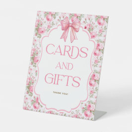 Shabby Chic Pink Bow Karten und Geschenke Sockelschild
