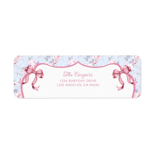 Shabby Chic Pink Bows Rücksendeadresse (Vorne)