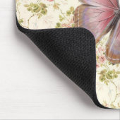 Shabby Chic Pink Butterfly Floral Mousepad (Ecke)