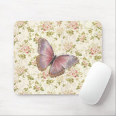 Shabby Chic Pink Butterfly Floral Mousepad (Mit Mouse)