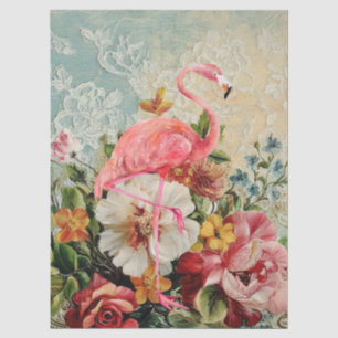 Shabby Chic Pink Flamingo Blumendekoupage Seidenpapier