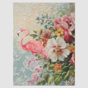 Shabby Chic Pink Flamingo Blumendekoupage Seidenpapier