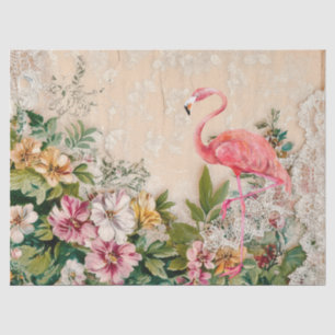 Shabby Chic Pink Flamingo Blumendekoupage Seidenpapier