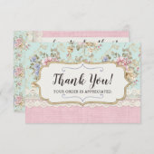 Shabby Chic Pink Floral Boutique Danke Karte (Vorne/Hinten)