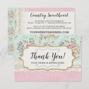 Shabby Chic Pink Floral Boutique Danke Karte