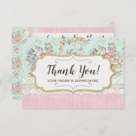 Shabby Chic Pink Floral Boutique Danke Karte