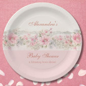 Shabby Chic Pink Floral Christian Baby Shower Pappteller