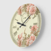 Shabby Chic Pink Floral 'Epheera Große Wanduhr (Winkel)