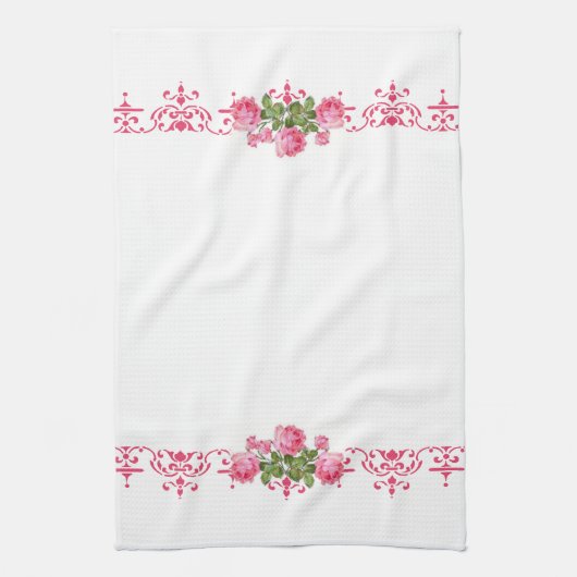 Shabby Chic Pink Floral Küche Handtuch (Vertikal)