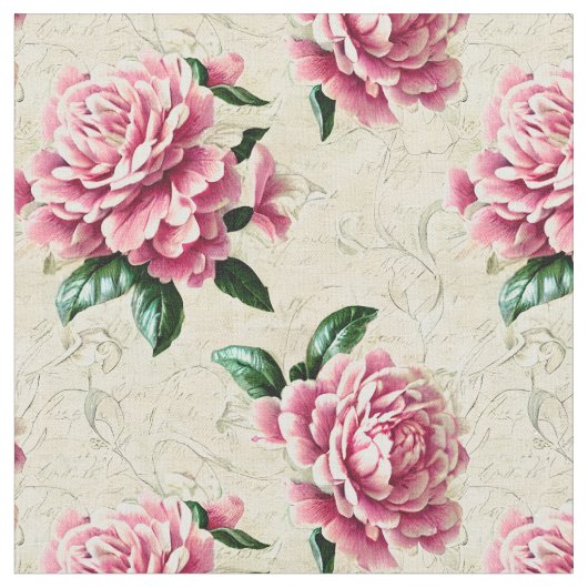 Shabby Chic Pink Gardenias Fabric Stoff (Nahaufnahme)