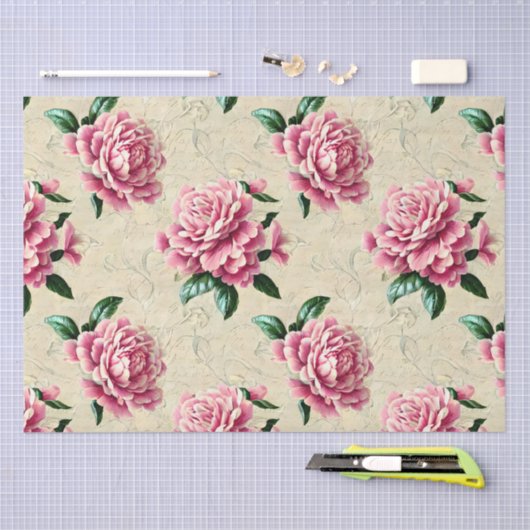Shabby Chic Pink Gardenias Seidenpapier (Handwerk)
