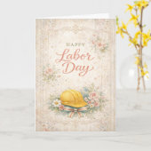 Shabby Chic Pink Happy Labor Day Karte (Gelbe Blume)