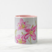 Shabby Chic Pink Lily Floral Blume Gingham Rose Tasse (Zentrum)