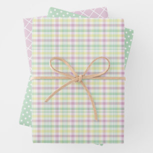 Shabby Chic Pink Minze Grüne Streifen Muster Geschenkpapier Set