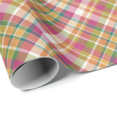 Shabby Chic Pink Orange Aquamarin Green Gingham Geschenkpapier (Rolleneckpunkt)
