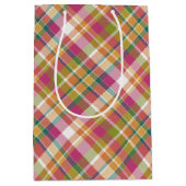 Shabby Chic Pink Orange Aquamarin Green Gingham Mittlere Geschenktüte (Vorderseite)