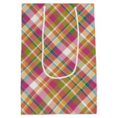 Shabby Chic Pink Orange Aquamarin Green Gingham Mittlere Geschenktüte (Rückseite)
