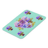 Shabby Chic Pink Pansy Floral Aqua Strip Magnet (Linke Seite)