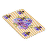 Shabby Chic Pink Pansy Floral Gelb Streifen Magnet (Rechte Seite)