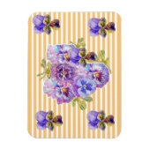 Shabby Chic Pink Pansy Floral Gelb Streifen Magnet (Vertikal)