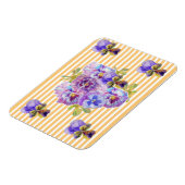 Shabby Chic Pink Pansy Floral Gelb Streifen Magnet (Linke Seite)