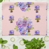 Shabby Chic Pink Pansy Floral Küche Handtuch (Gefaltet)
