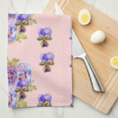 Shabby Chic Pink Pansy Floral Küche Handtuch (Viertel Falte)