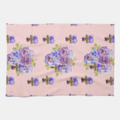 Shabby Chic Pink Pansy Floral Küche Handtuch (Horizontal)