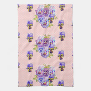 Shabby Chic Pink Pansy Floral Küche Handtuch