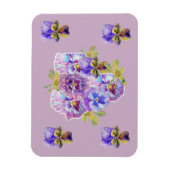 Shabby Chic Pink Pansy Floral Lilac Art Magnet (Vertikal)