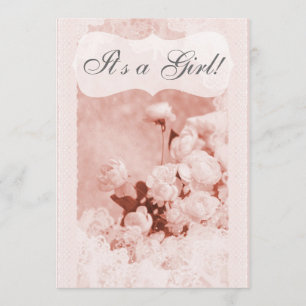 Shabby Chic Pink Peony Blume Babydusche Einladung