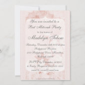 Shabby Chic Pink Peony Blume Bat Mitzvah Einladung (Rückseite)