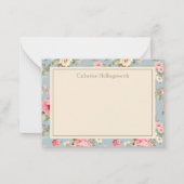 Shabby Chic Pink Peony Floral Personalized Mitteilungskarte (Vorderseite)